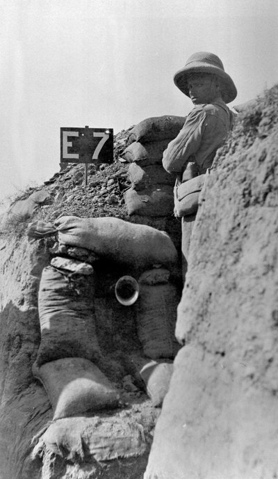 British Troops in Trenches, Sannayat, 1916 by English Photographer
